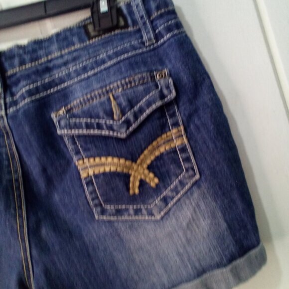 Earl James Shorts Women 8 Denim Roll Hem Button Pocket Blue - Picture 13 of 15